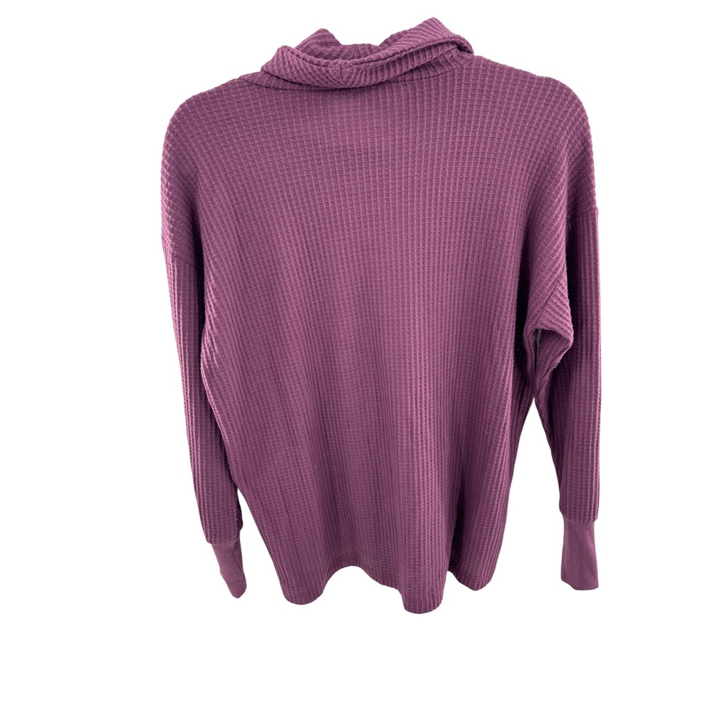 Loft Womens Plum Purple Waffle Knit Cowl Neck Sweater Size S Long Sleeve Top - Picture 4 of 4